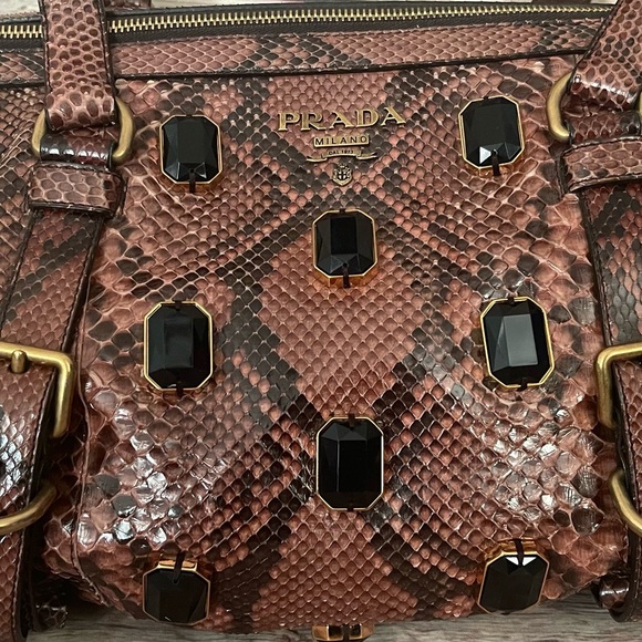 PRADA Pitone Python Snake Jeweled Shoulder Bag - Picture 5 of 13